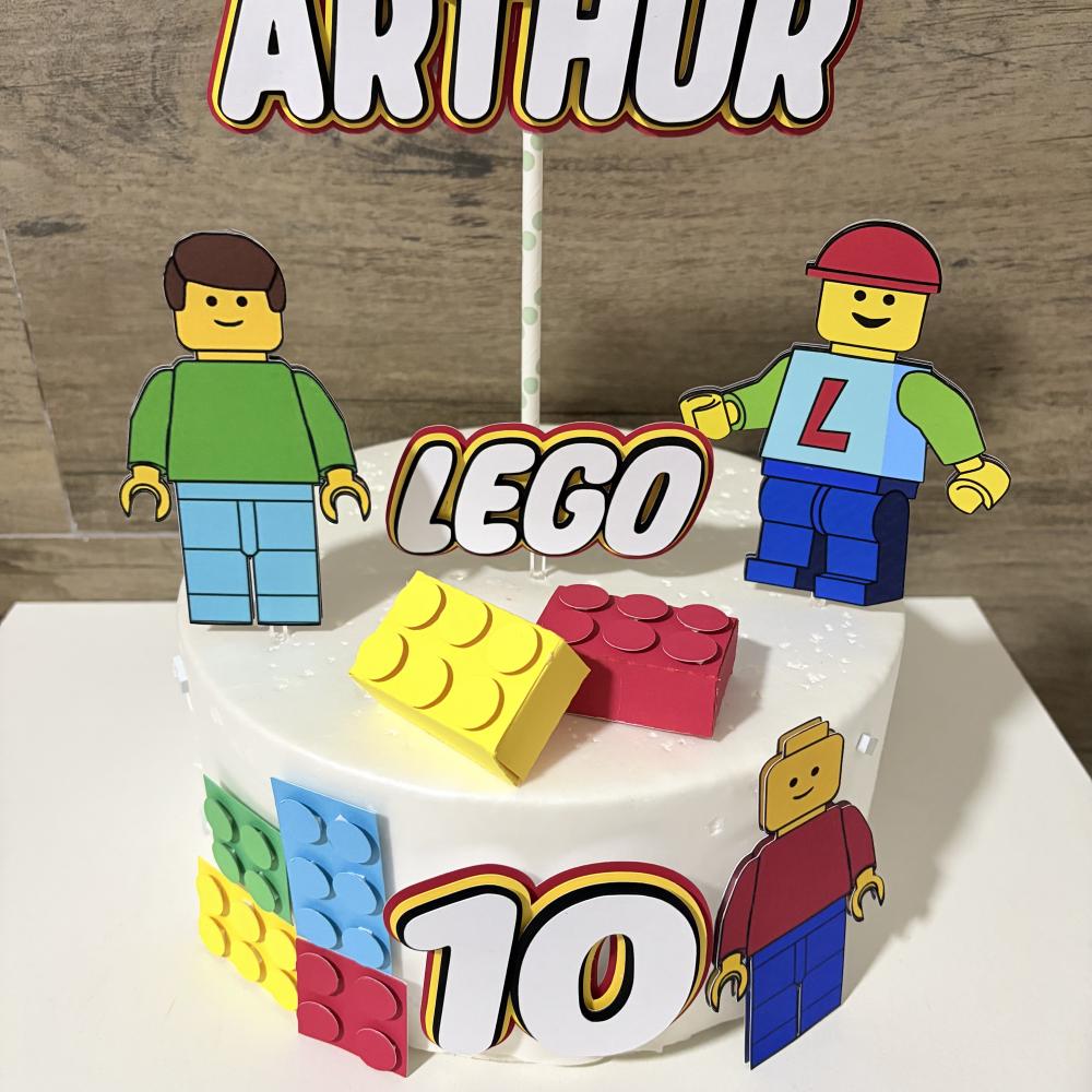 Topo de Bolo Lego