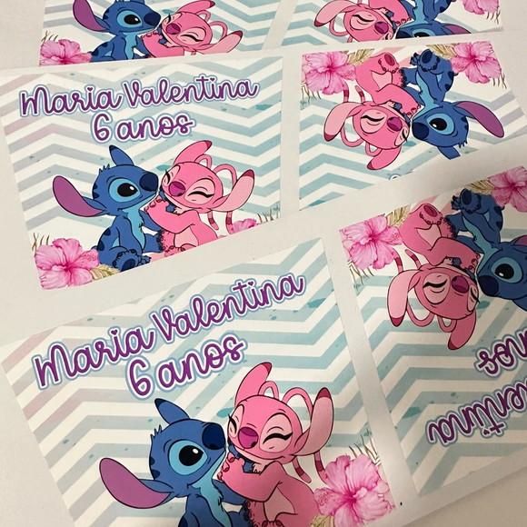 Adesivo em Vinil Baldinho 1,5l Stitch e Angel