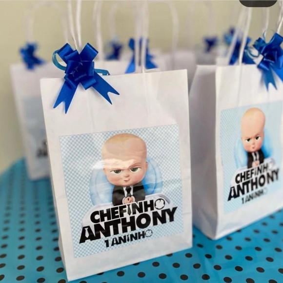 Adesivo Sacola Personalizada 9x9cm Poderoso Chefinho