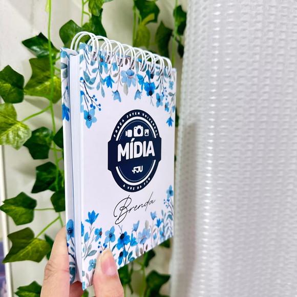 Bloco Anotação A6 Mídia Fju Floral Azul