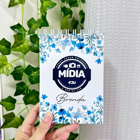Bloco Anotação A6 Mídia Fju Floral Azul