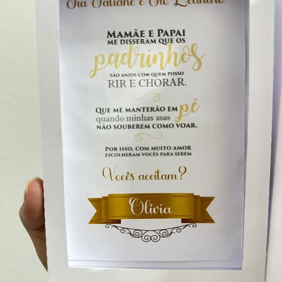 Caixa Convite Padrinhos Batizado Espírito Santo