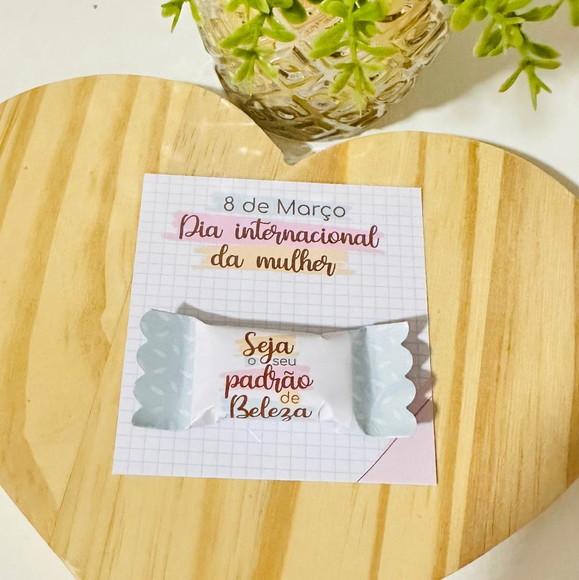 Card com Bala Personalizada Dia da Mulher