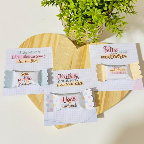 Card com Bala Personalizada Dia da Mulher