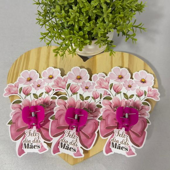 Card Floral com Presilha Dia das Mães