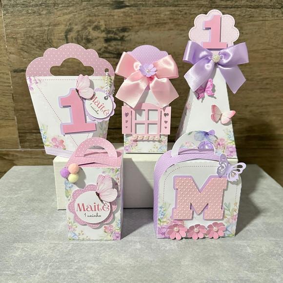 Kit 25 Caixas Personalizadas Jardim das Borboletas