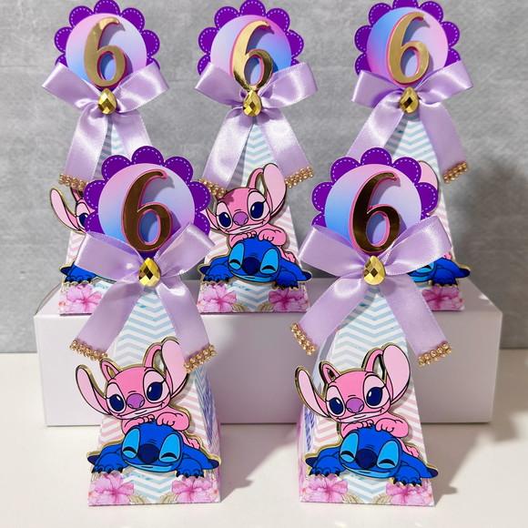 Kit 30 Caixas Personalizadas Stitch e Angel