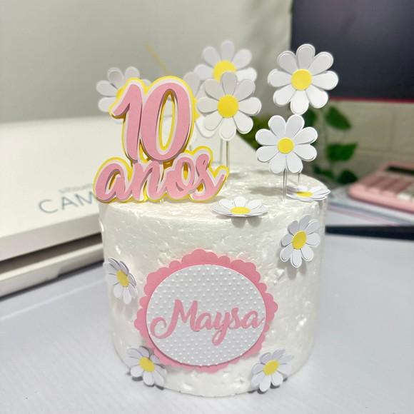 Kit Topo de Bolo + Toppers Margaridas