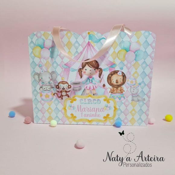 Sacolinha Personalizada Circo Rosa