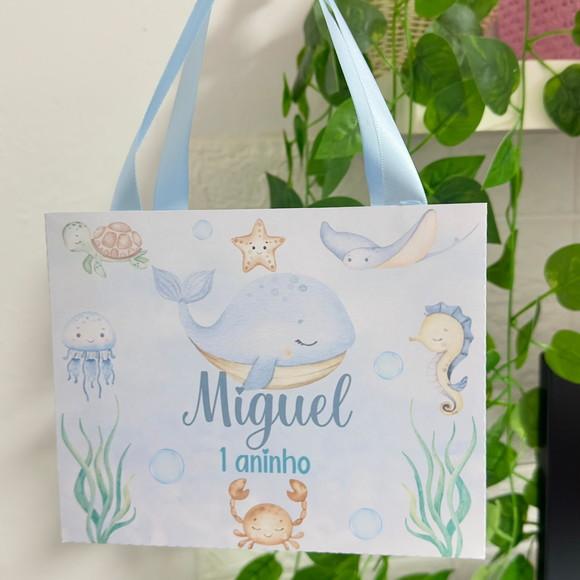 Sacolinha Personalizada Fundo do Mar Aquarela
