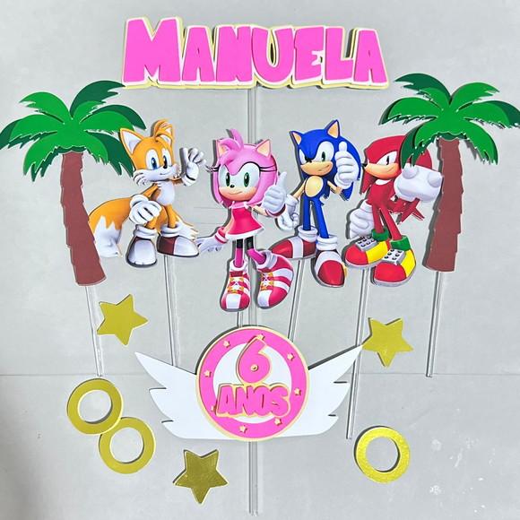 Topo de Bolo Amy Sonic Menina