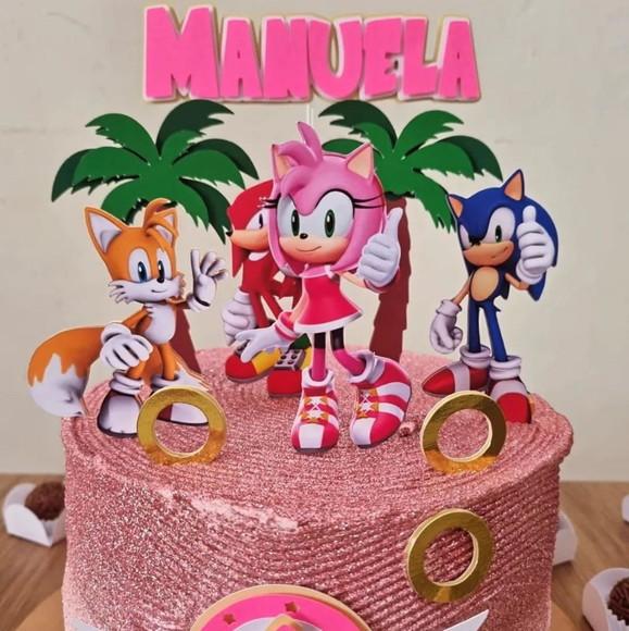 Topo de Bolo Amy Sonic Menina