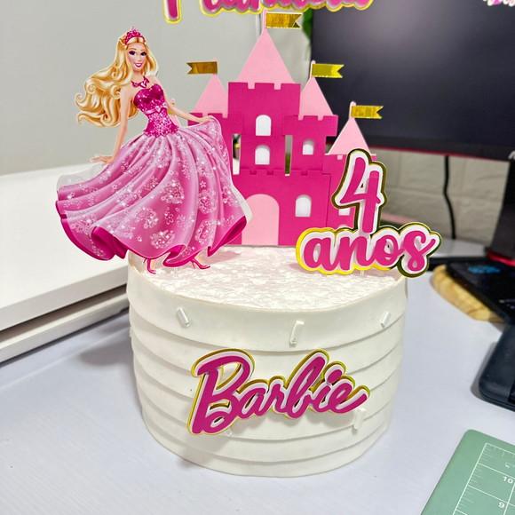 Topo de Bolo Barbie Castelo