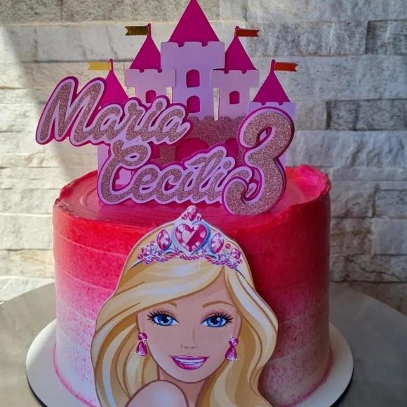 Topo de Bolo Barbie Castelo