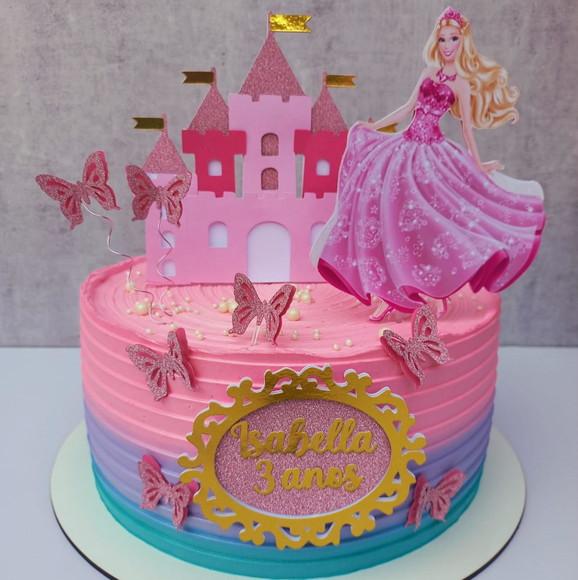 Topo de Bolo Barbie Castelo