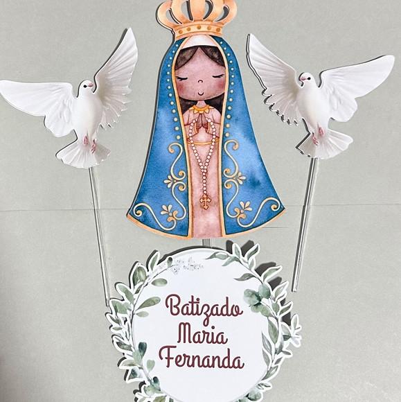 Topo de Bolo Batizado Menina Religioso