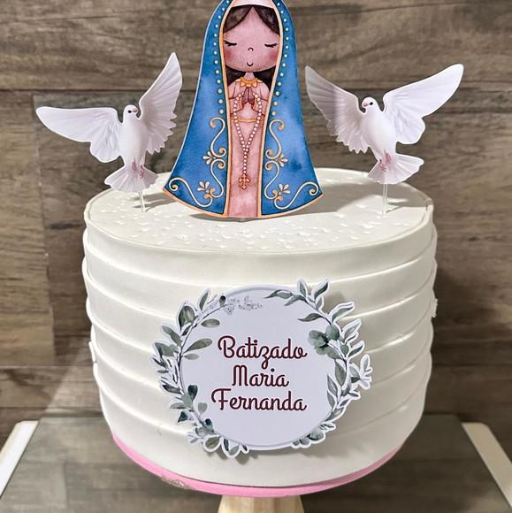 Topo de Bolo Batizado Menina Religioso