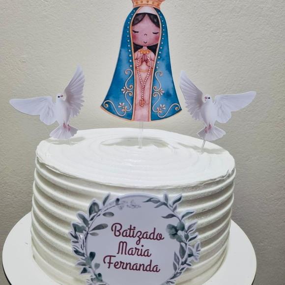 Topo de Bolo Batizado Menina Religioso