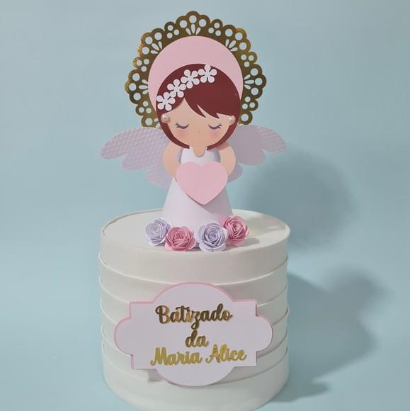 Topo de Bolo Batizado Menina
