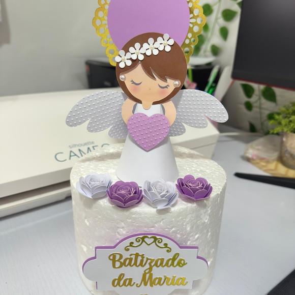 Topo de Bolo Batizado Menina