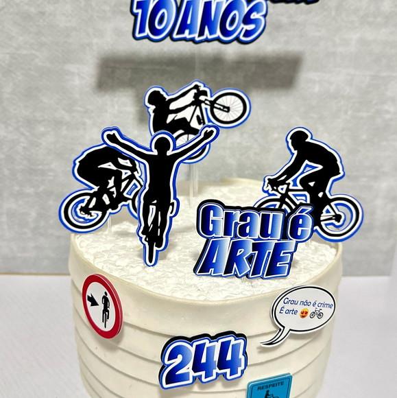 Topo de Bolo Bike Grau