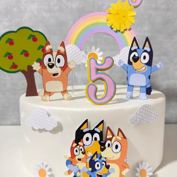 Topo de Bolo Bluey e Bingo