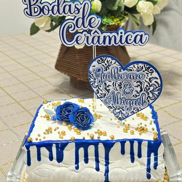 Topo de Bolo Bodas de Cerâmica