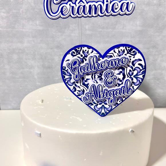 Topo de Bolo Bodas de Cerâmica