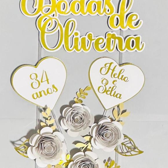 Topo de Bolo Bodas de Oliveira