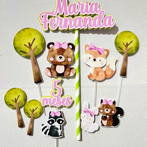 Topo de Bolo Bosque Floresta Menina