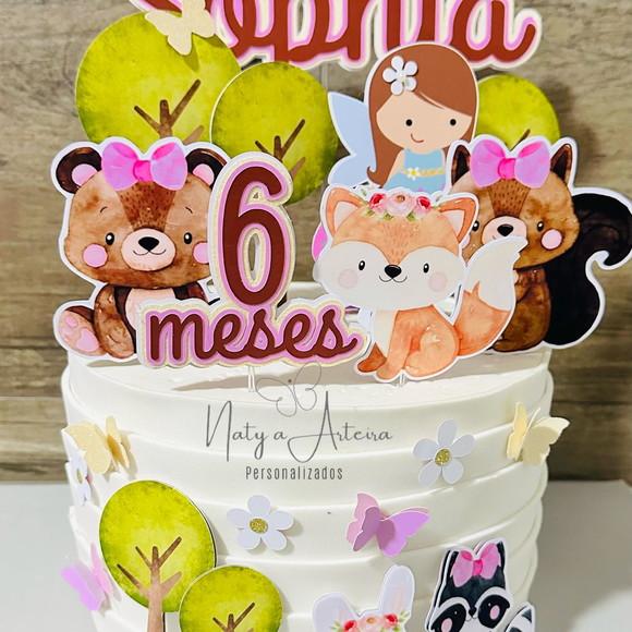 Topo de Bolo Bosque Floresta Menina