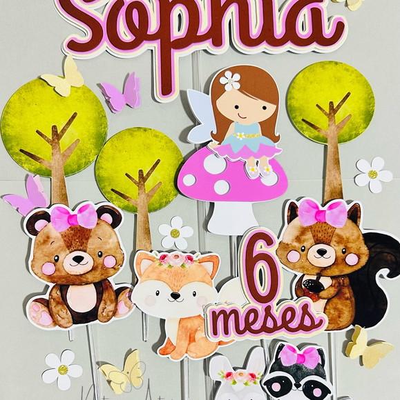 Topo de Bolo Bosque Floresta Menina