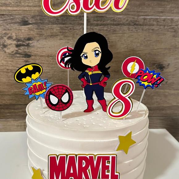 Topo de Bolo Capitã Marvel