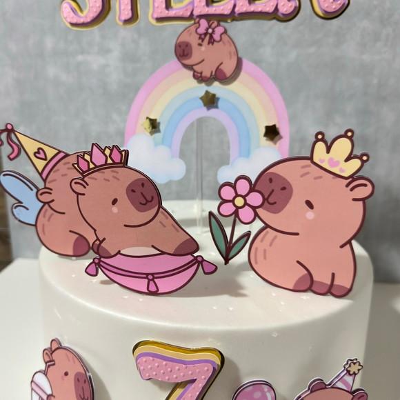 Topo de Bolo Capivara Fofa