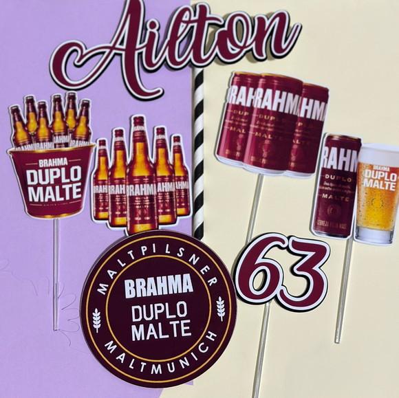 Topo de Bolo Cerveja Brahma Duplo Malte
