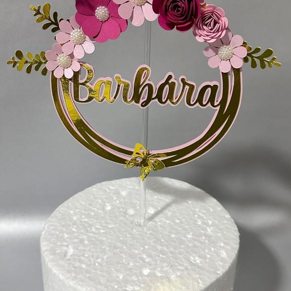 Topo de Bolo Circular Flores