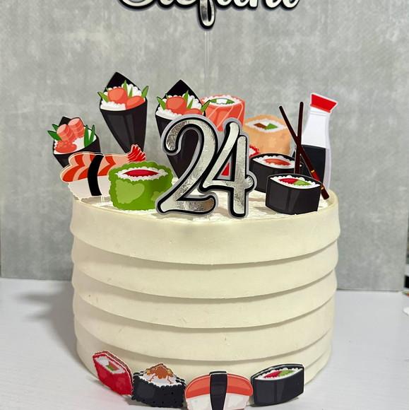 Topo de Bolo Comida Japonesa Sushi