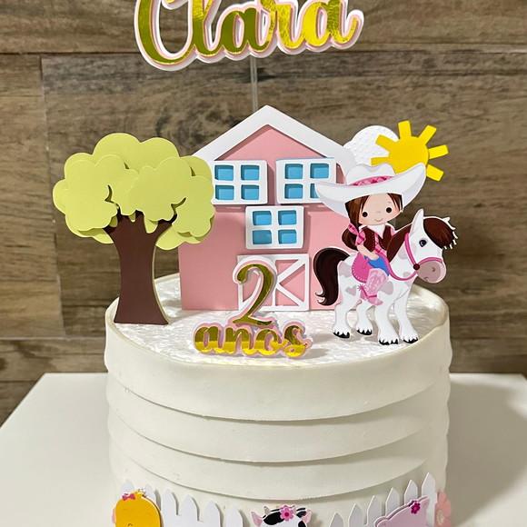 Topo de Bolo Fazendinha Menina