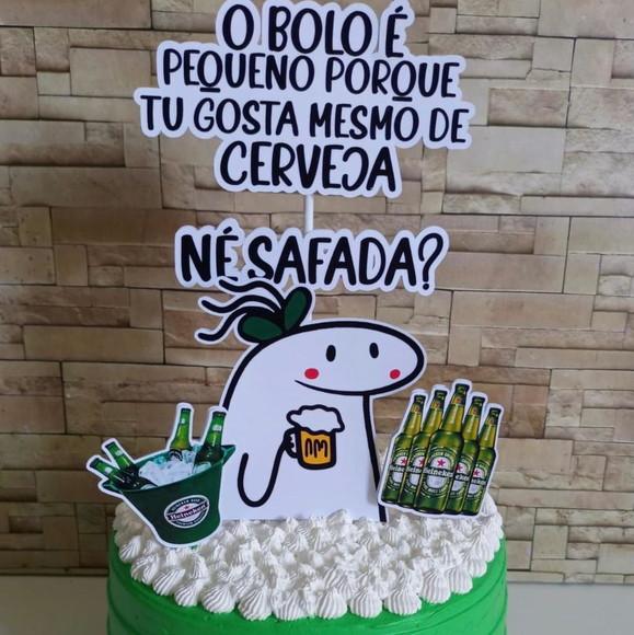 Topo de Bolo Flork Menina Cerveja