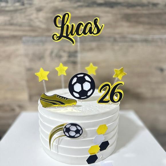 Topo de Bolo Futebol Dourado