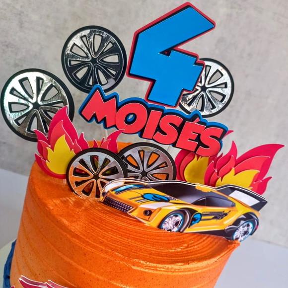Topo de Bolo Hot Wheels Luxo