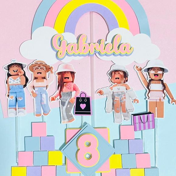 Topo de Bolo Luxo Roblox Menina Camadas
