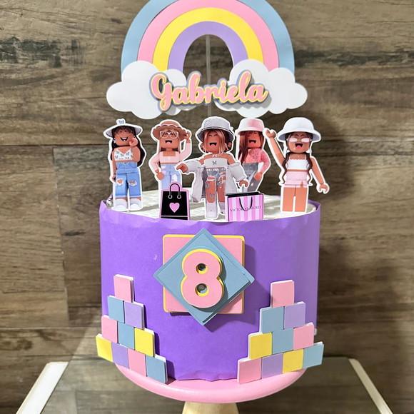 Topo de Bolo Luxo Roblox Menina Camadas