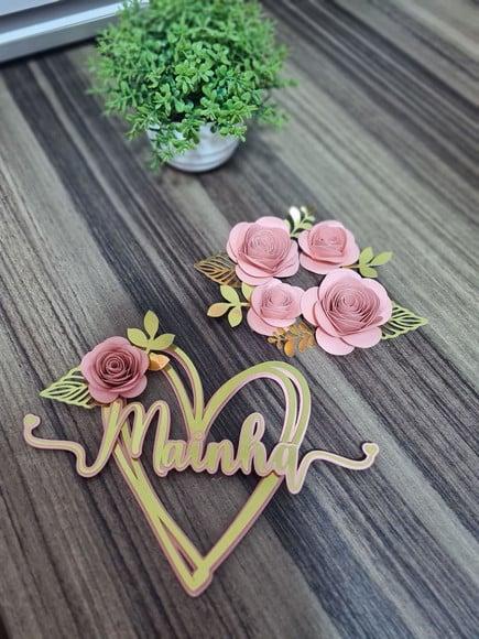 Topo de Bolo Mãe Mainha Flores
