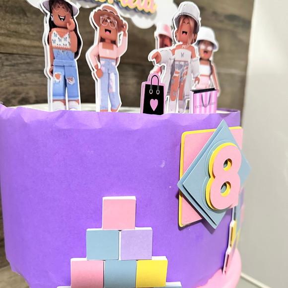 Topo de Bolo Luxo Roblox Menina Camadas