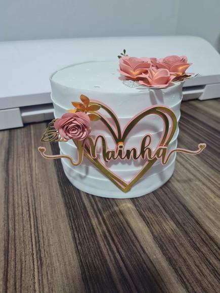 Topo de Bolo Mãe Mainha Flores
