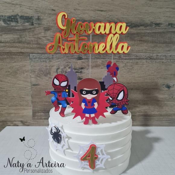 Topo de Bolo Menina Aranha Girl