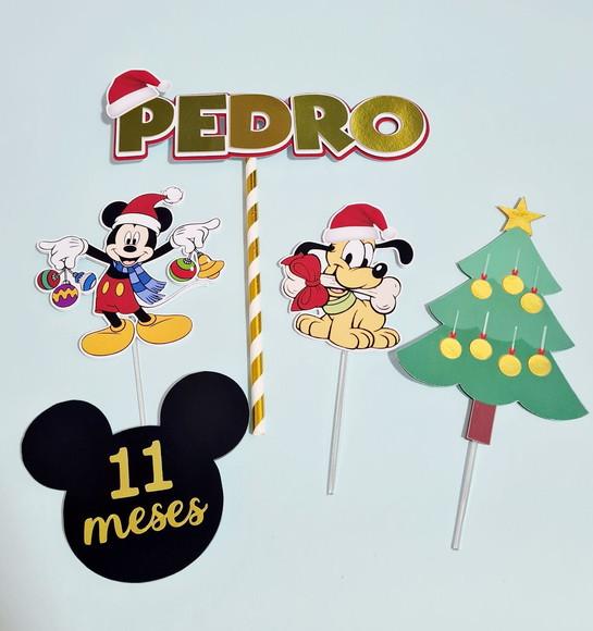 Topo de Bolo Mickey Natal