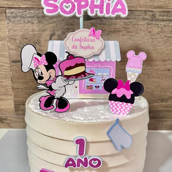 Topo de Bolo Minnie Confeiteira