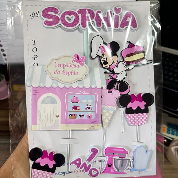 Topo de Bolo Minnie Confeiteira